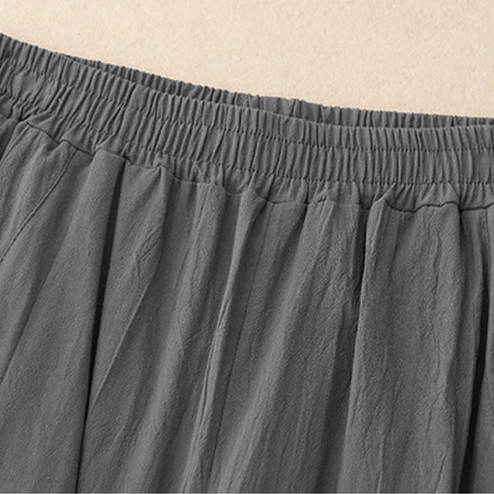 Pantalon femme en coton et lin avec poches et ceinture élastique Buddha Stones Daily