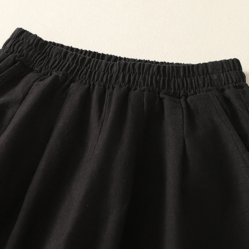 Pantalon femme en coton et lin avec poches et taille élastique, couleur unie, motif Buddha Stones Commute - image 12