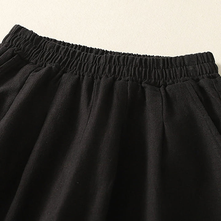 Pantalon femme en coton et lin avec poches et taille élastique, couleur unie, motif Buddha Stones Commute - image 12