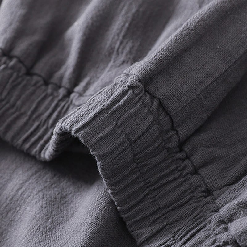 Pantalon femme en coton et lin avec poches et taille élastique, couleur unie, motif Buddha Stones Commute - image 8