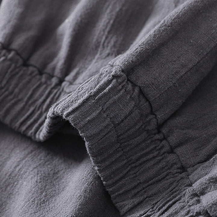 Pantalon femme en coton et lin avec poches et taille élastique, couleur unie, motif Buddha Stones Commute - image 8