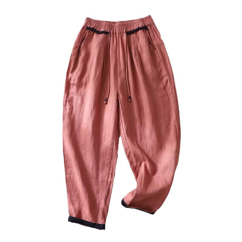 Pantalon sarouel polyvalent à cordon de serrage et poches pour femme, motif Buddha Stones , couleurs contrastées, longueur 7-8 - image 7