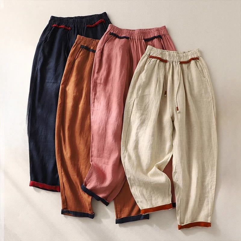 Pantalon sarouel polyvalent à cordon de serrage et poches pour femme, motif Buddha Stones , couleurs contrastées, longueur 7-8 - image 29