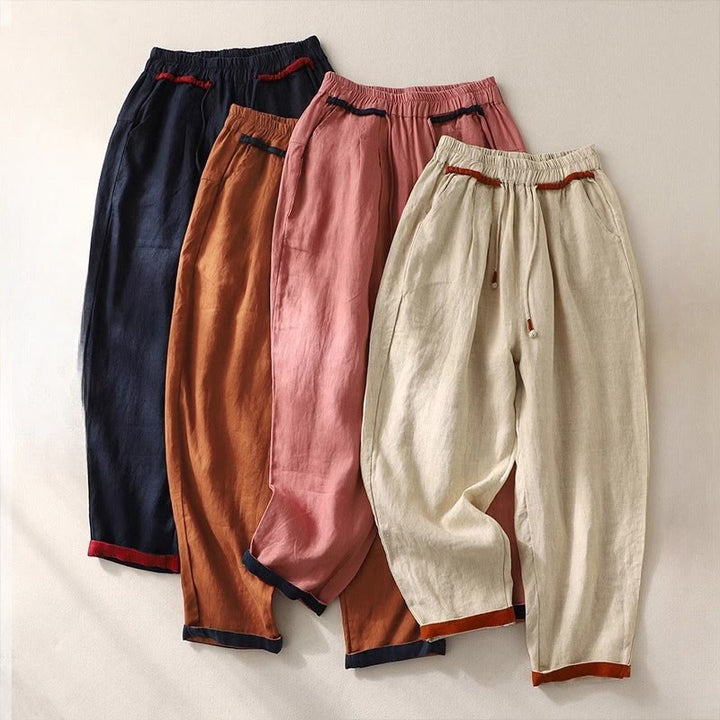 Pantalon sarouel polyvalent à cordon de serrage et poches pour femme, motif Buddha Stones , couleurs contrastées, longueur 7-8 - image 29
