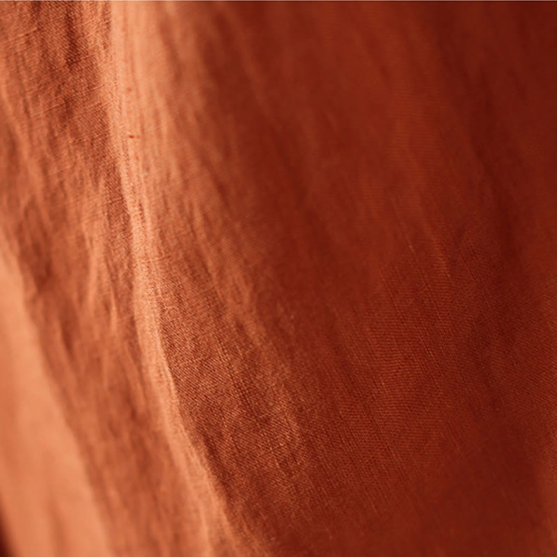 Pantalon large décontracté en coton et lin avec cordon de serrage et poches pour femme, motif Buddha Stones , uni et froissé, longueur 9 cm - image 7