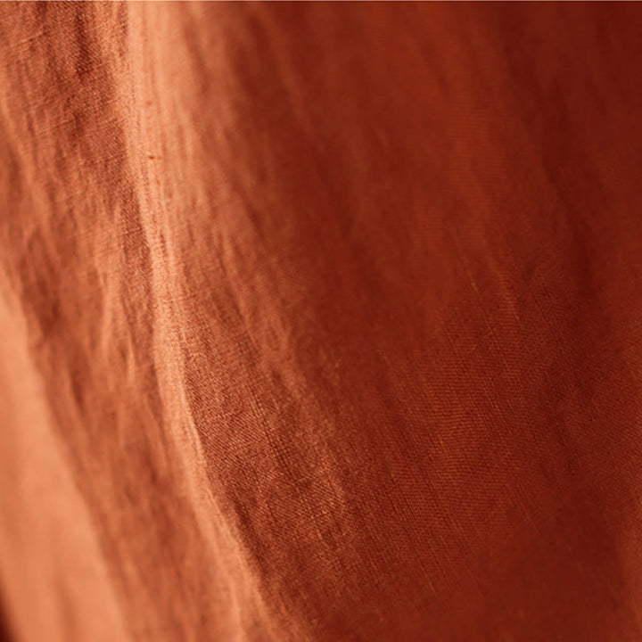 Pantalon large décontracté en coton et lin avec cordon de serrage et poches pour femme, motif Buddha Stones , uni et froissé, longueur 9 cm - image 7