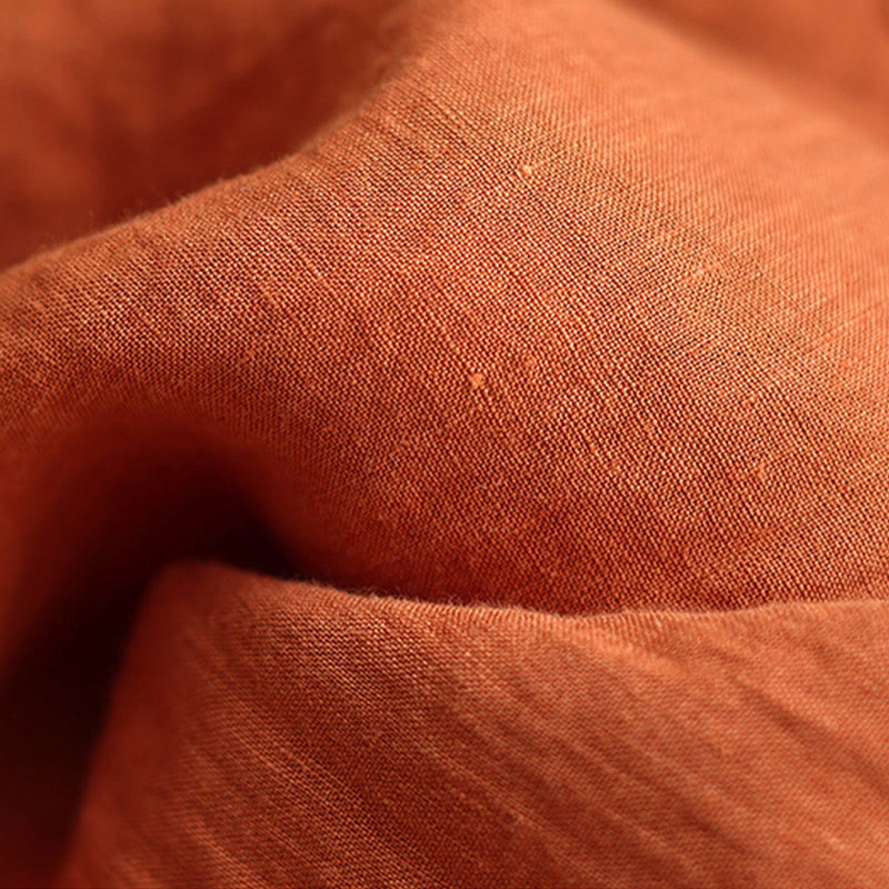 Pantalon large décontracté en coton et lin avec cordon de serrage et poches pour femme, motif Buddha Stones , uni et froissé, longueur 9 cm - image 9