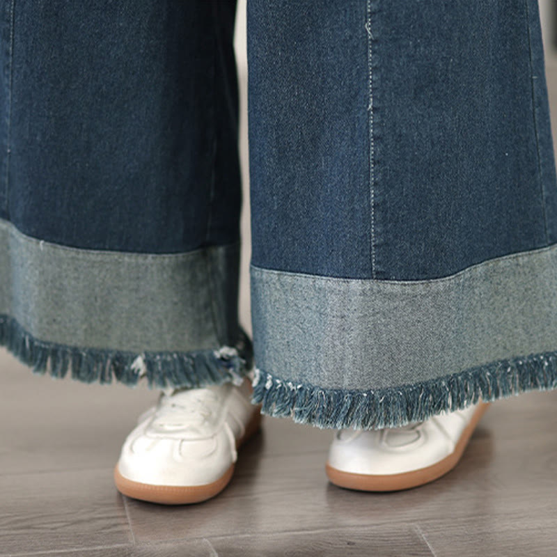 Pantalon large à poches pour femme, style vintage, effet vieilli, motif pompons , Buddha Stones Spring