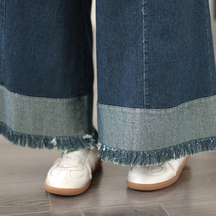 Pantalon large à poches pour femme, style vintage, effet vieilli, motif pompons , Buddha Stones Spring