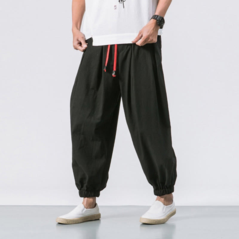 Pantalon décontracté en coton uni avec cordon de serrage et poches pour homme Buddha Stones - image 3