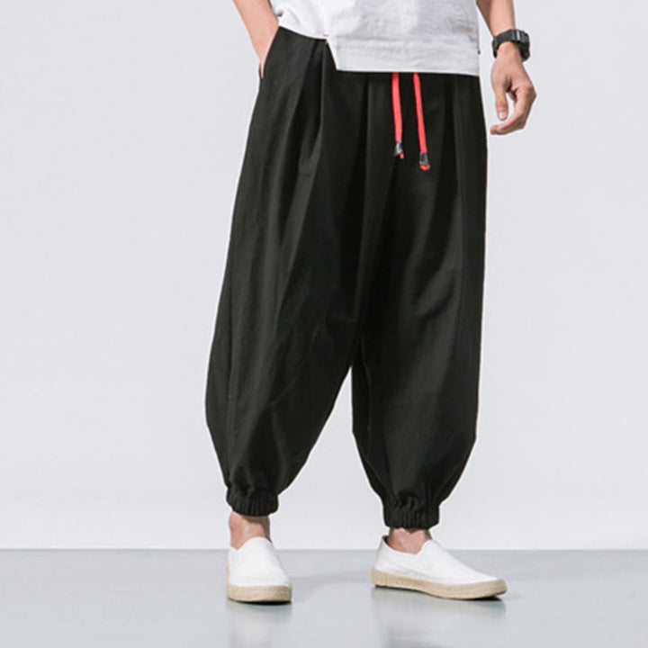 Pantalon décontracté en coton uni avec cordon de serrage et poches pour homme Buddha Stones - image 6