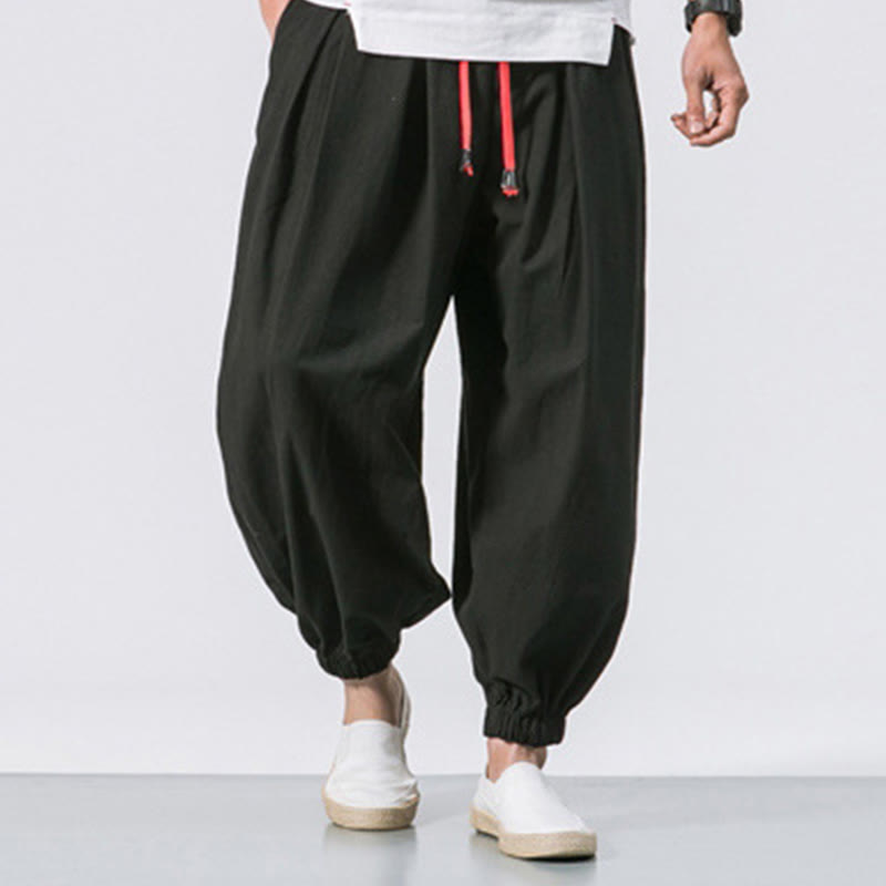 Pantalon décontracté en coton uni avec cordon de serrage et poches pour homme Buddha Stones - image 7