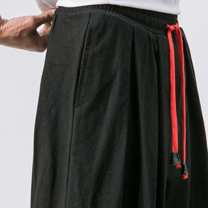 Pantalon décontracté en coton uni avec cordon de serrage et poches pour homme Buddha Stones - image 12