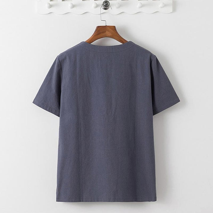 Ensemble 2 Buddha Stones d'été pour homme, t-shirt uni à manches courtes, pantalon 7-8, en coton et lin, avec poches - image 2