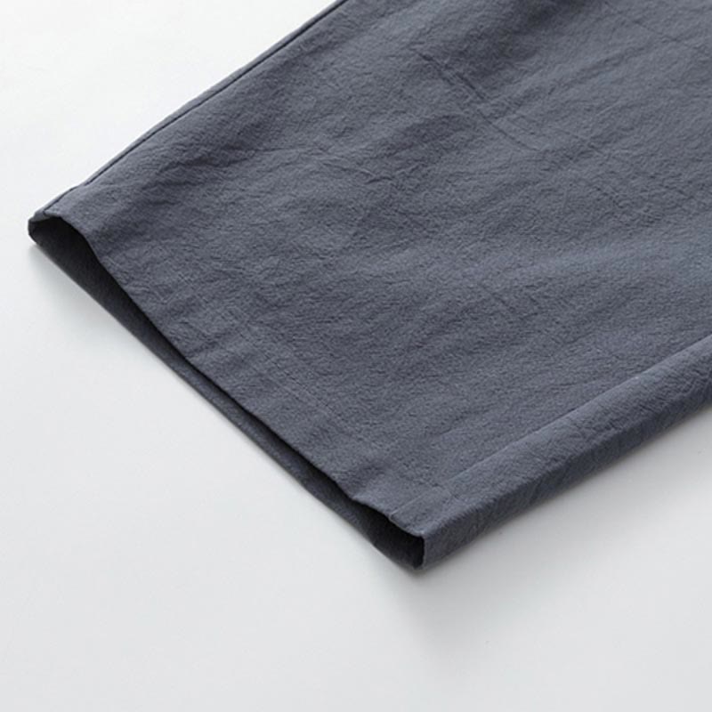 Ensemble 2 Buddha Stones d'été pour homme, t-shirt uni à manches courtes, pantalon 7-8, en coton et lin, avec poches - image 9