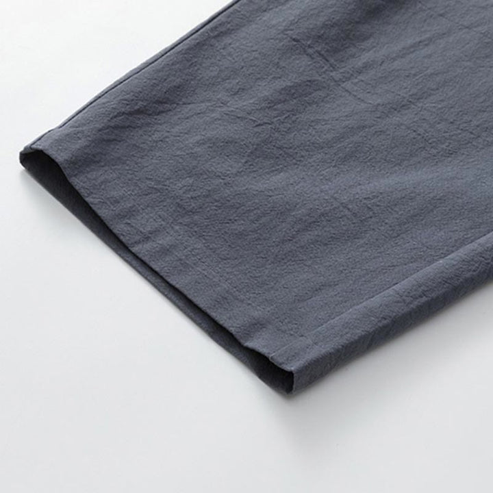 Ensemble 2 Buddha Stones d'été pour homme, t-shirt uni à manches courtes, pantalon 7-8, en coton et lin, avec poches - image 9