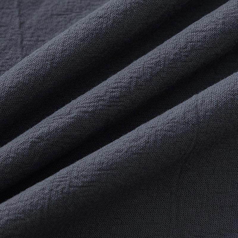 Ensemble 2 Buddha Stones d'été pour homme, t-shirt uni à manches courtes, pantalon 7-8, en coton et lin, avec poches - image 3