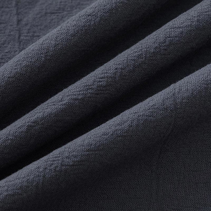 Ensemble 2 Buddha Stones d'été pour homme, t-shirt uni à manches courtes, pantalon 7-8, en coton et lin, avec poches - image 3