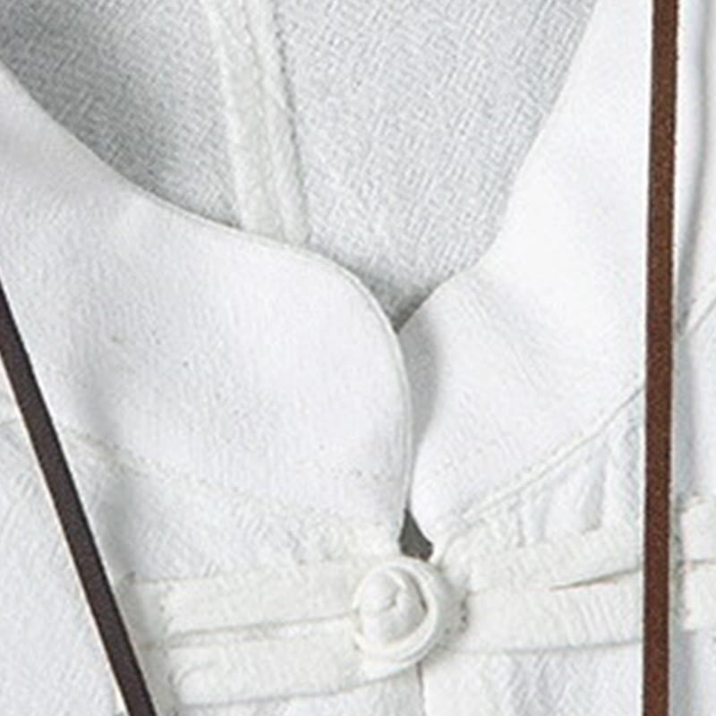 Veste chemise homme en coton et lin à motif patchwork de boutons de grenouille chinois et de Buddha Stones