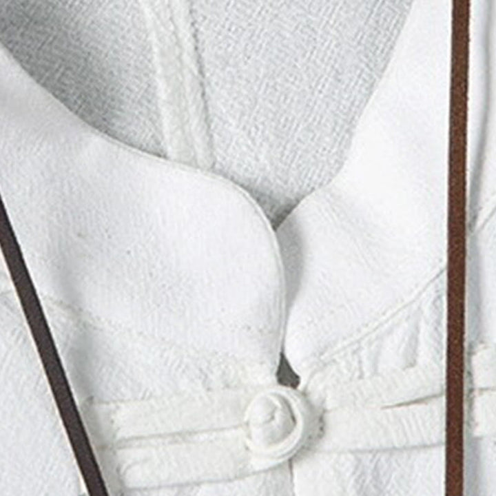 Veste chemise homme en coton et lin à motif patchwork de boutons de grenouille chinois et de Buddha Stones
