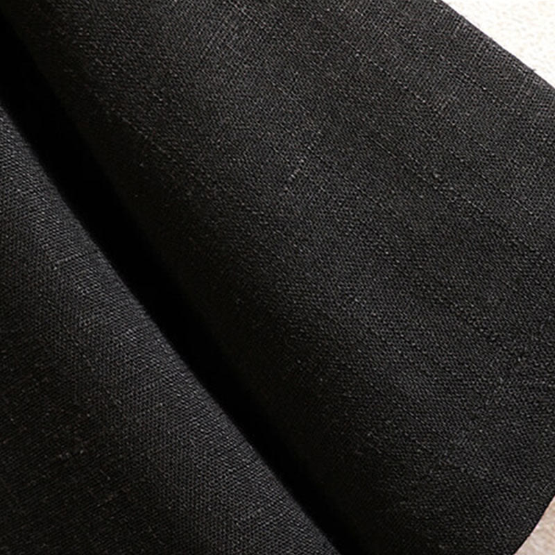 Chemise d'été en coton et lin à manches courtes pour homme, Buddha Stones chinoise, couleur unie, avec boutons - image 6