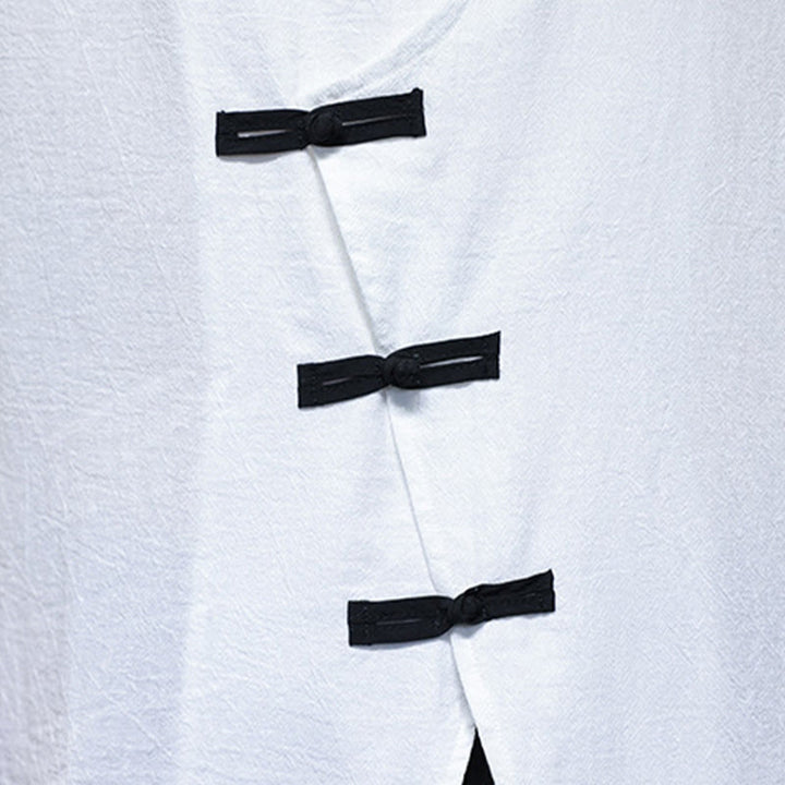 Chemise homme à manches mi-longues en coton et lin, motif Buddha Stones , col montant, boutons grenouille chinois - image 12