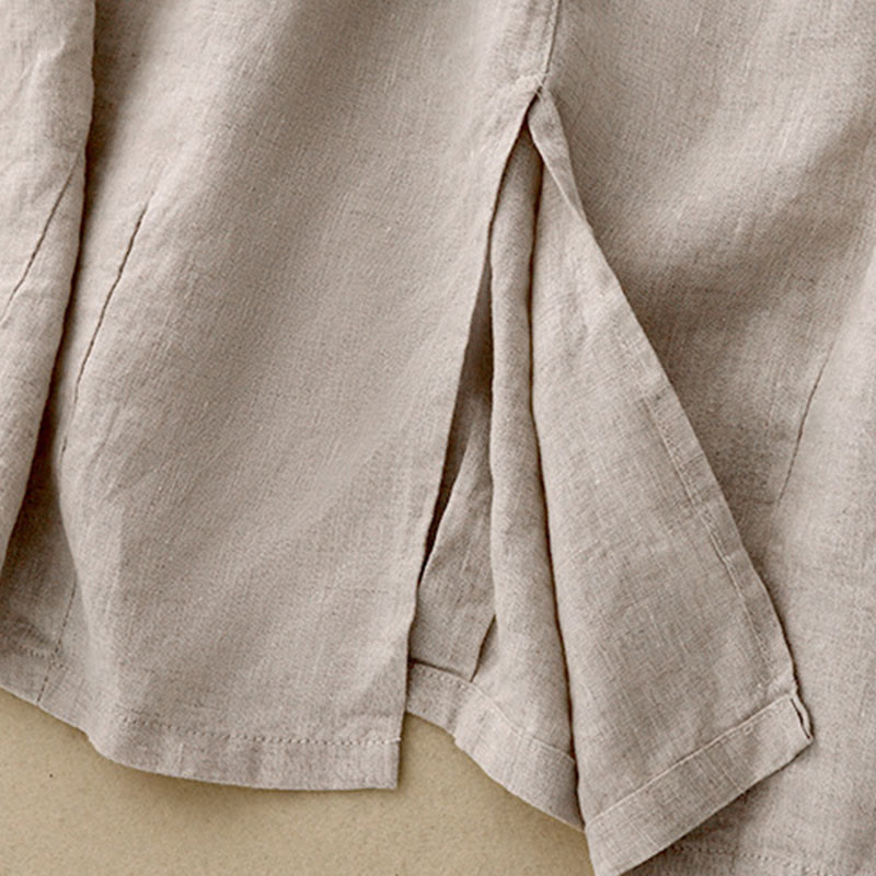 Jupe vintage décontractée en coton et lin avec poches pour femme, style Buddha Stones, avec fente latérale et taille élastique - image 6
