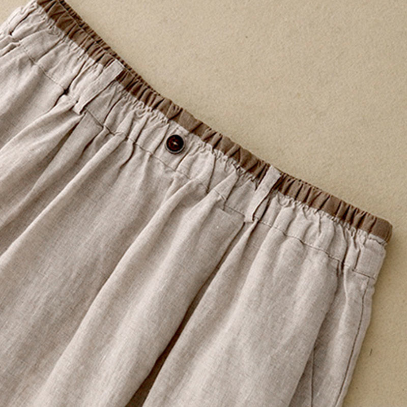 Jupe vintage décontractée en coton et lin avec poches pour femme, style Buddha Stones, avec fente latérale et taille élastique - image 2
