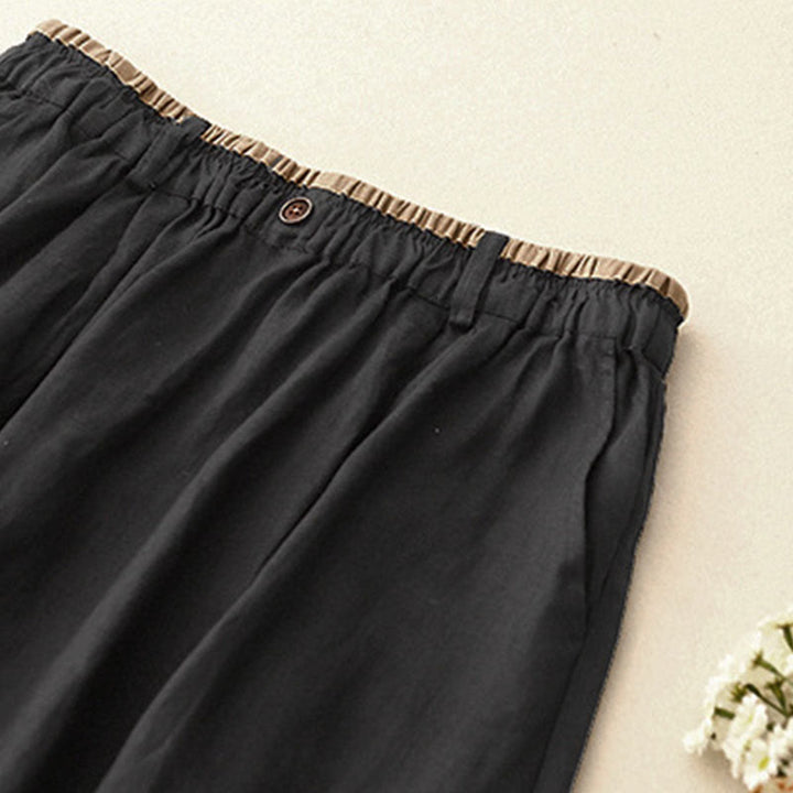 Jupe vintage décontractée en coton et lin avec poches pour femme, style Buddha Stones, avec fente latérale et taille élastique - image 10