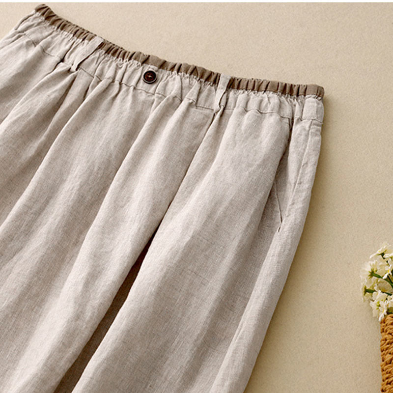 Jupe vintage décontractée en coton et lin avec poches pour femme, style Buddha Stones, avec fente latérale et taille élastique - image 3