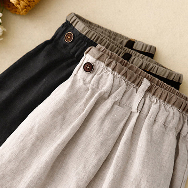 Jupe vintage décontractée en coton et lin avec poches pour femme, style Buddha Stones, avec fente latérale et taille élastique - image 17
