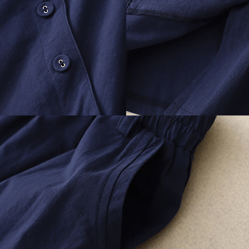 Jupe décontractée asymétrique en coton avec poches et boutons Buddha Stones pour femme - image 5