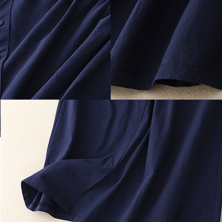 Jupe décontractée asymétrique en coton avec poches et boutons Buddha Stones pour femme - image 6