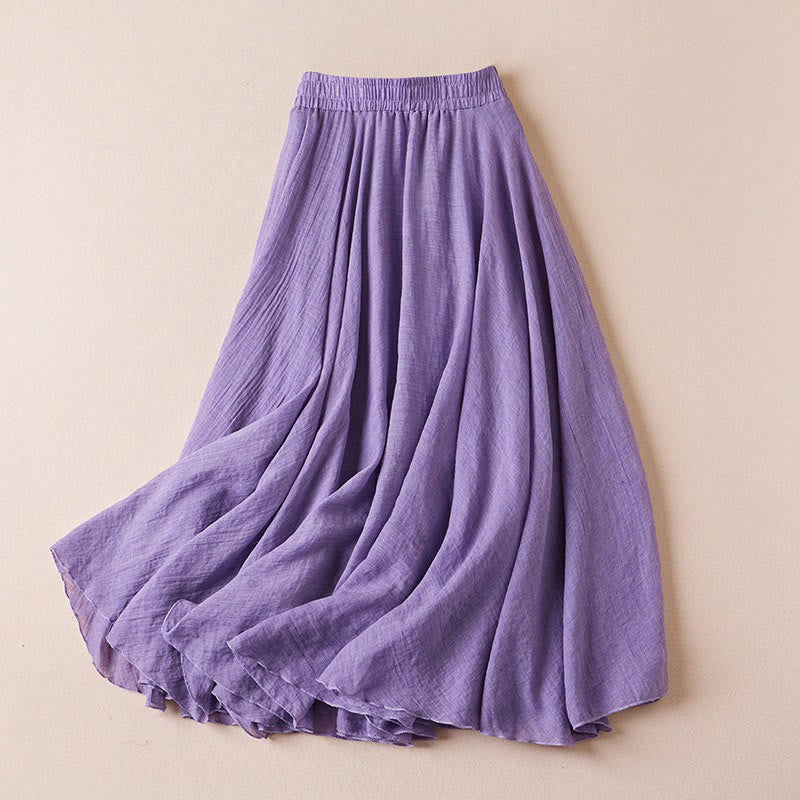 Jupe femme taille haute en coton style décontracté vintage Buddha Stones, couleur pure - Orchidée moyenne - US4，UK/AU8，EU36 (L) - image 29