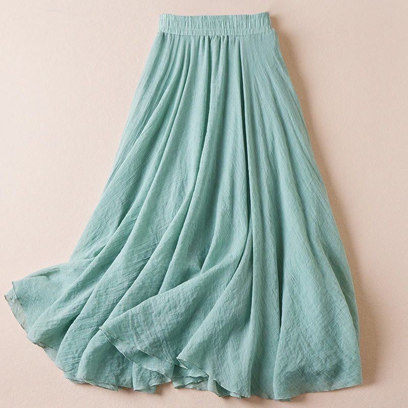 Jupe femme taille haute en coton style décontracté vintage Buddha Stones, couleur pure - image 12