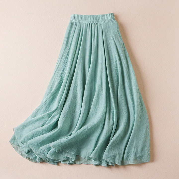 Jupe femme taille haute en coton style décontracté vintage Buddha Stones, couleur pure - Turquoise - US4，UK/AU8，EU36 (L) - image 11