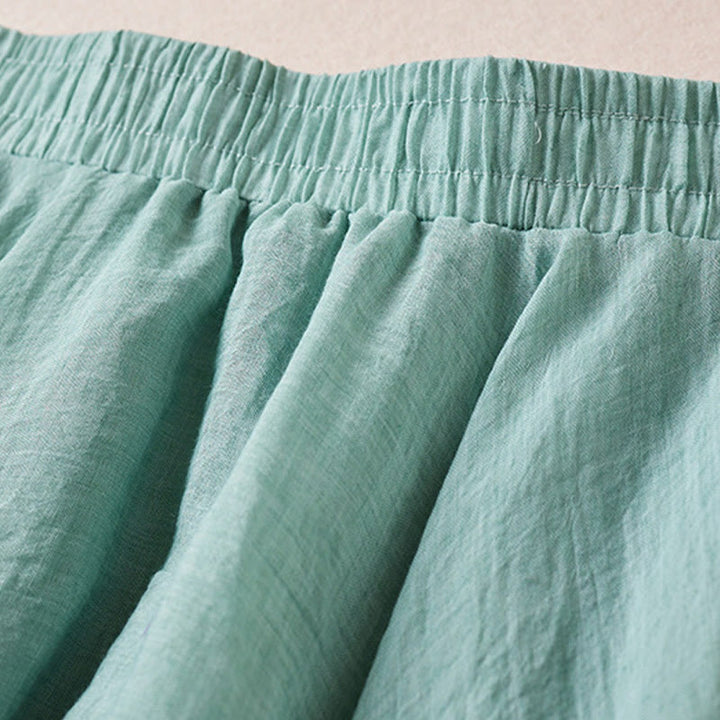 Jupe femme taille haute en coton style décontracté vintage Buddha Stones, couleur pure - image 13