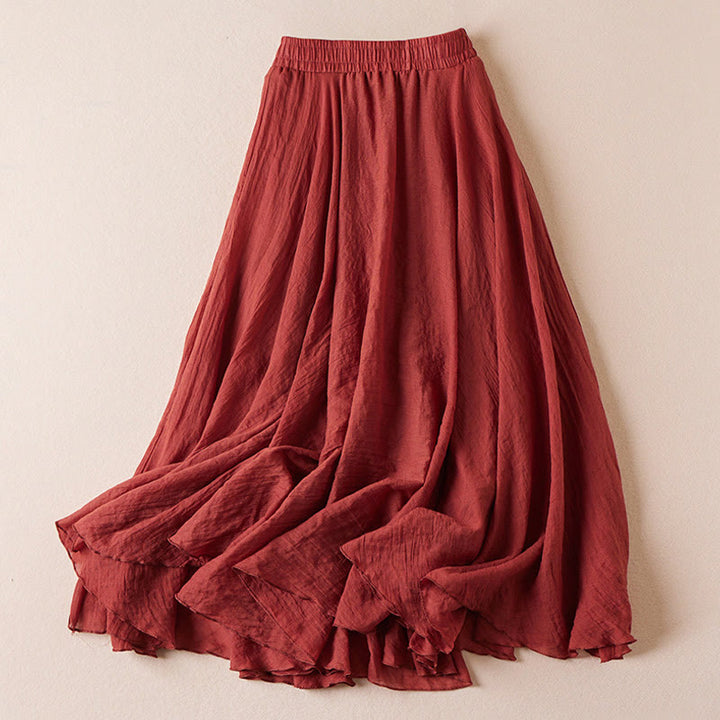 Jupe femme taille haute en coton style décontracté vintage Buddha Stones, couleur pure - image 18