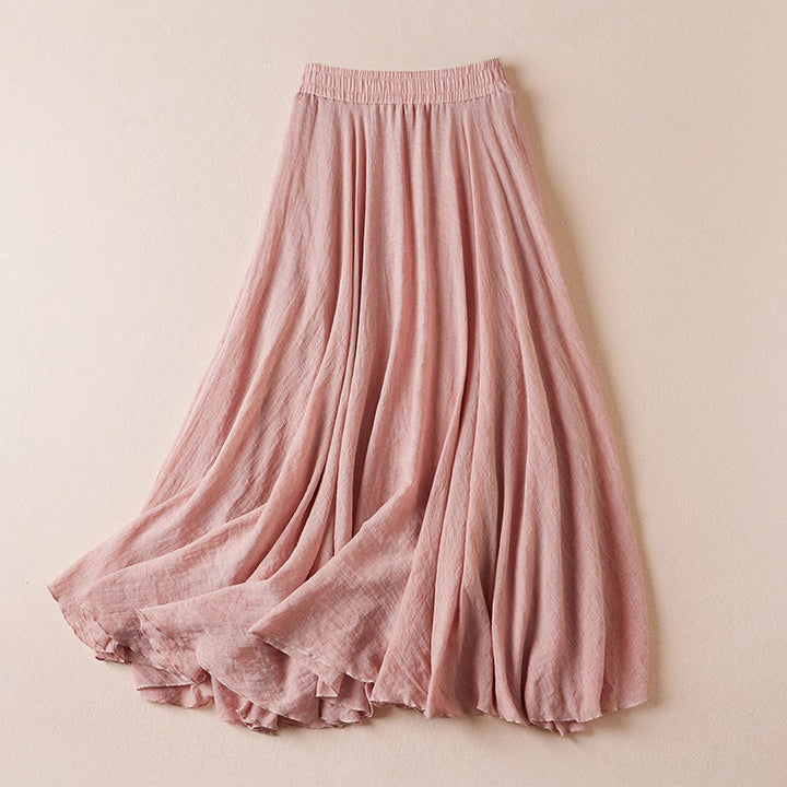 Jupe femme taille haute en coton style décontracté vintage Buddha Stones, couleur pure - Rose clair - US4，UK/AU8，EU36 (L) - image 7