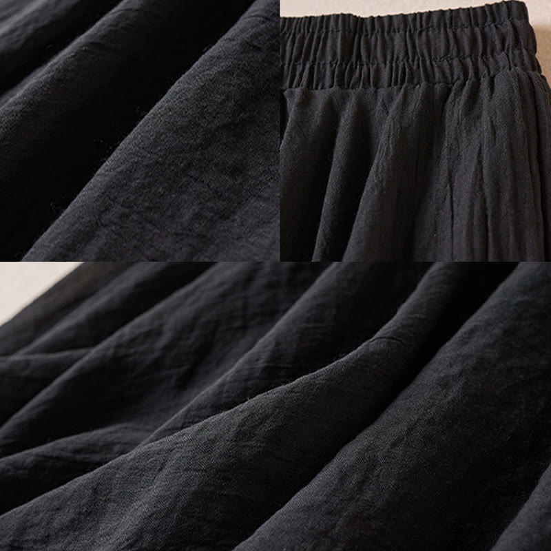 Jupe femme taille haute en coton style décontracté vintage Buddha Stones, couleur pure - image 25