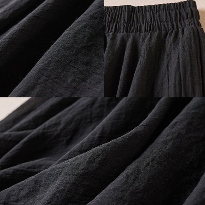 Jupe femme taille haute en coton style décontracté vintage Buddha Stones, couleur pure - image 25