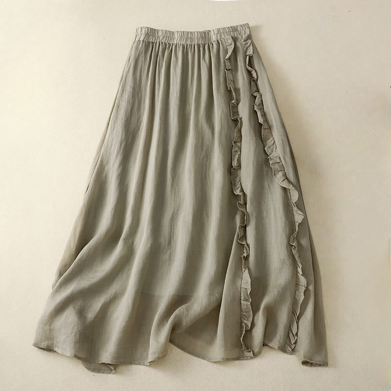 Jupe d'été en coton à volants pour femme avec motif Buddha Stones - Vert foncé - US8-10，UK/AU12-14，EU40-42 (2XL) - image 4