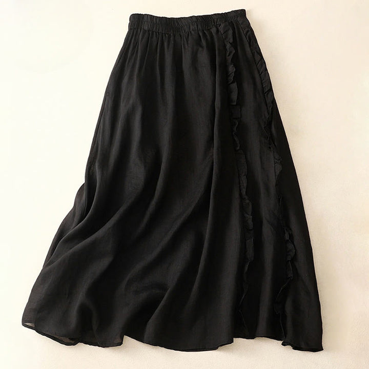 Jupe d'été unie à volants Buddha Stones pour femme - Noir - US8-10，UK/AU12-14，EU40-42 (2XL) - image 10