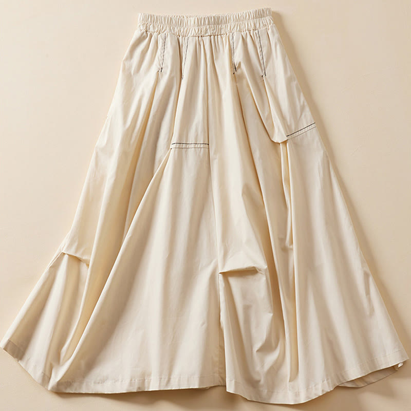 Jupe d'été décontractée en coton avec poches pour femme, motif irrégulier, motif Buddha Stones - image 1