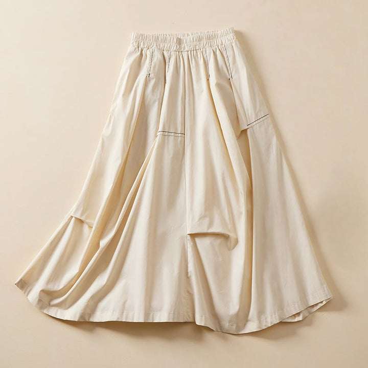 Jupe d'été décontractée en coton avec poches pour femme, motif irrégulier, motif Buddha Stones - PapayaWhip - US8-10，UK/AU12-14，EU40-42 (2XL) - image 0