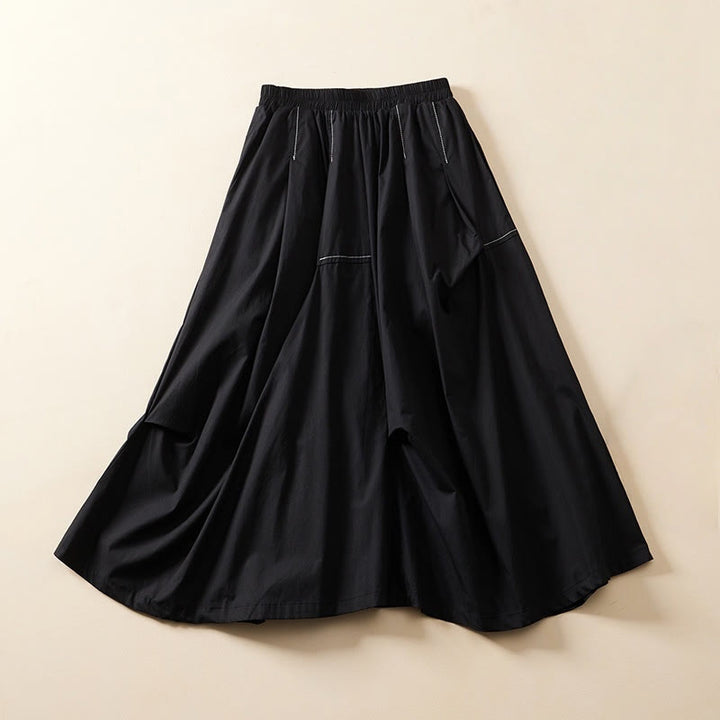 Jupe d'été décontractée en coton avec poches pour femme, motif irrégulier, motif Buddha Stones - Noir - US8-10，UK/AU12-14，EU40-42 (2XL) - image 8