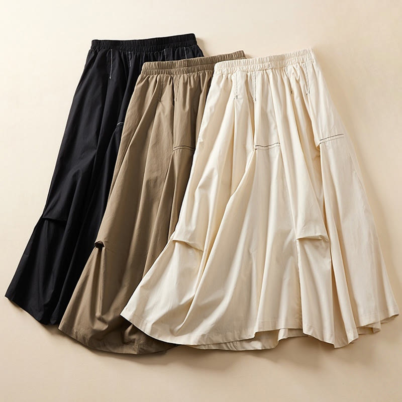 Jupe d'été décontractée en coton avec poches pour femme, motif irrégulier, motif Buddha Stones - image 12