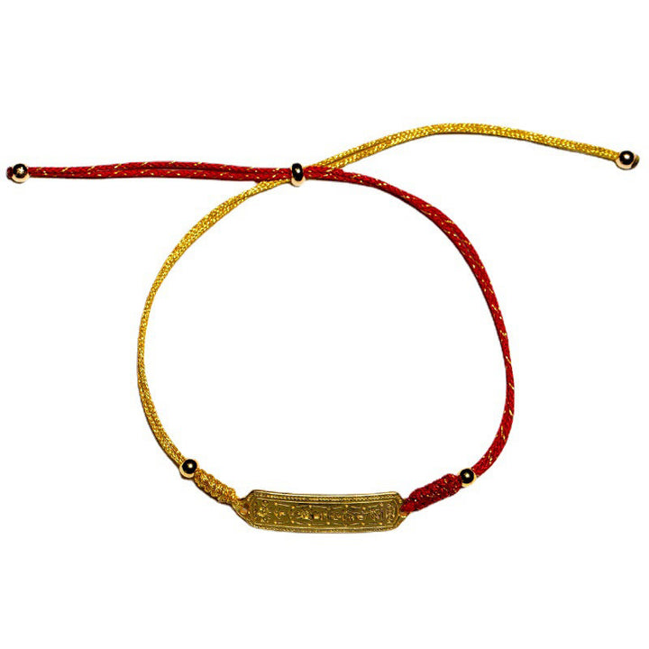 Bracelet de protection en corde rouge doré avec amulette en cuivre plaqué or 14 carats de Buddha Stones