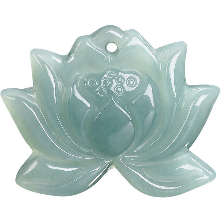 Collier pendentif en jade sculpté avec motif de fleur de lotus et Buddha Stones - image 12