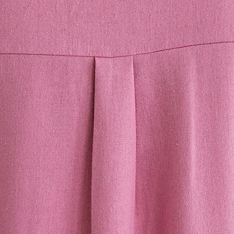 Robe mi-longue décontractée en coton et lin à manches courtes et poches, motif Buddha Stones, couleur unie, boutons - image 7